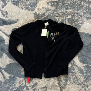 Kate Spade Black Cardigan with Floral Embellishment